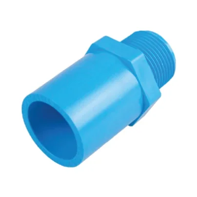 ข้อต่อตรงเกลียวนอก 3/4" สีฟ้า